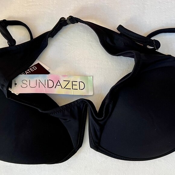 SUNDAZED BRA SIZE 32 B/C BIIKINI TOP Black Wire Top NWT - Picture 2 of 6